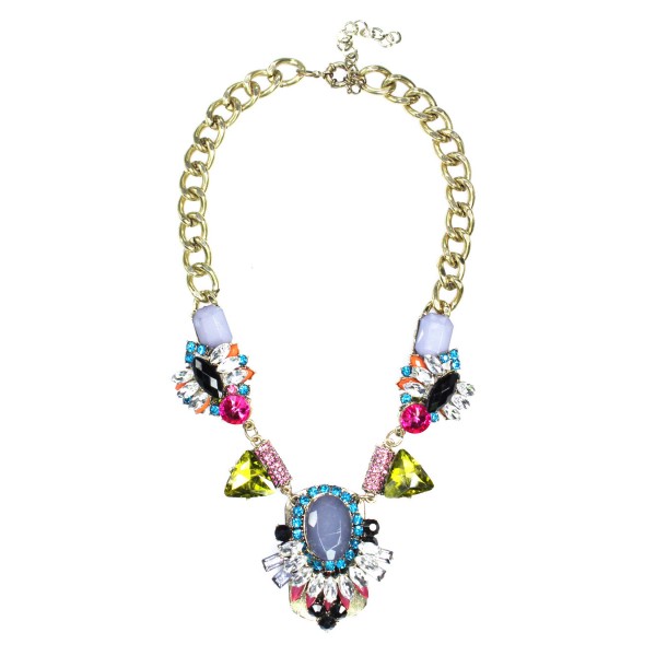 Heirloom Crystal Stone Cluster Statement Necklace